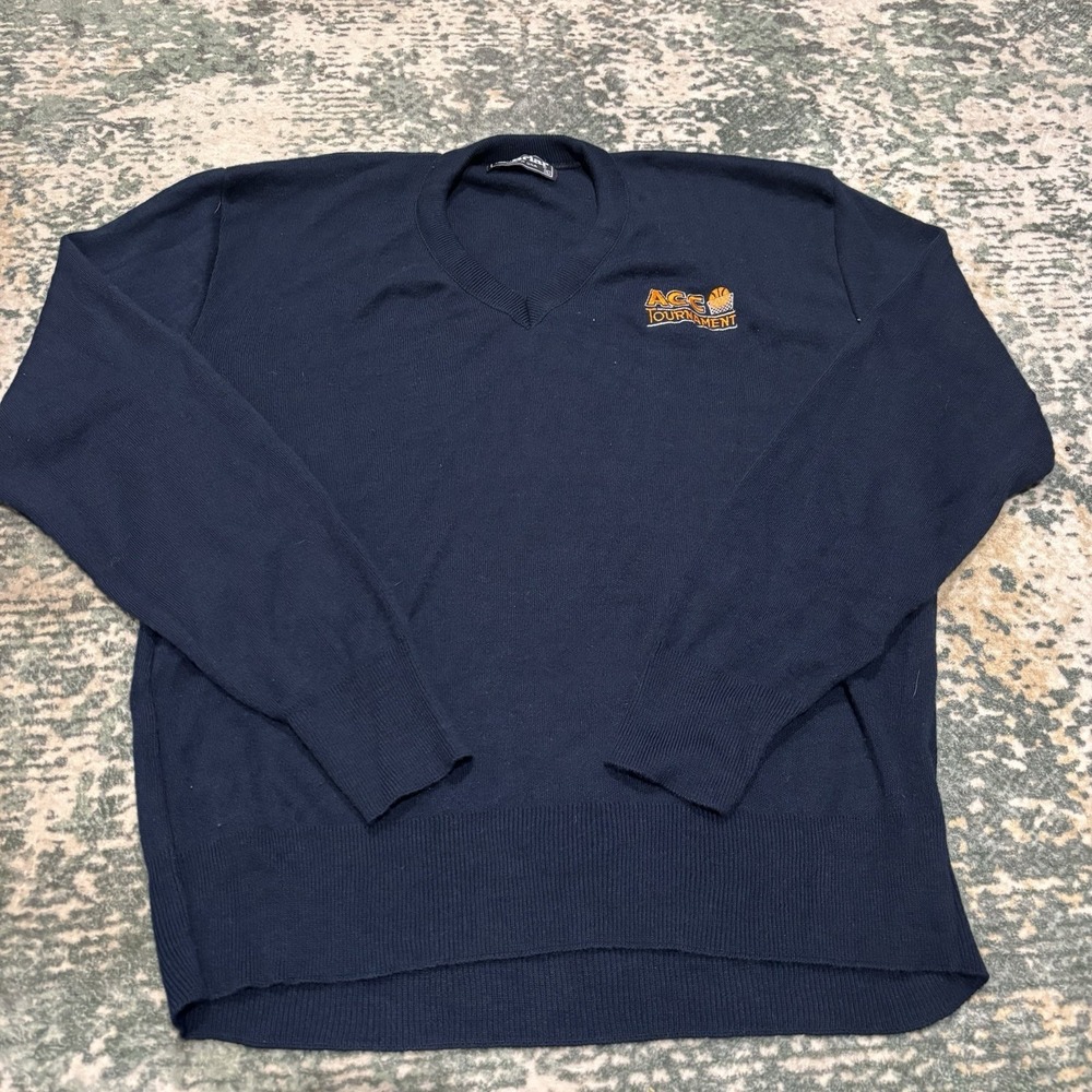 Vintage ACC Tournament McBriar Sweater Vneck Navy Acrylic XL USA